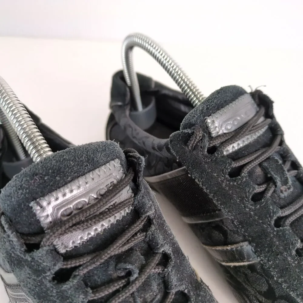 Coach Remonna Women's 8 Sneakers Driving Shoes Signature Jacquard & Black Suede - Picture 5 of 11